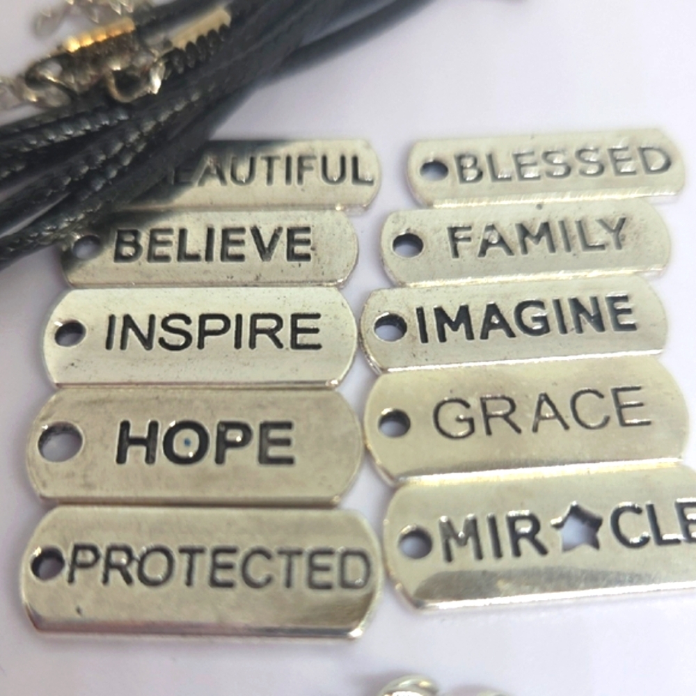 Inspirational Silver Tone Charms Set Includes 3 Neck Cords